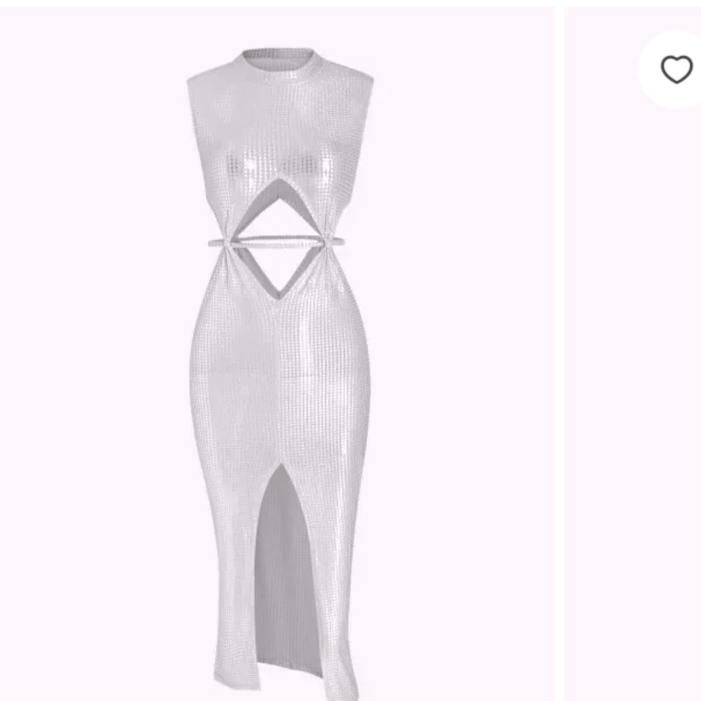 Metallic silver cut out dress NWOT